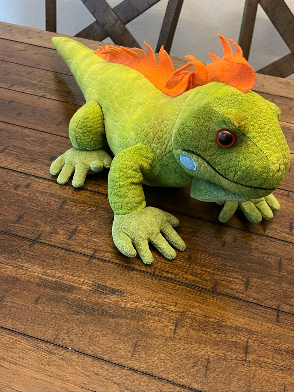 Plush Green Iguana with Orange Crest Stuffed Animal